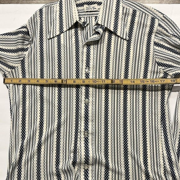 The Bon-Ton vintage knit navy blue/white abstract button-down shirt size small - Picture 4 of 7